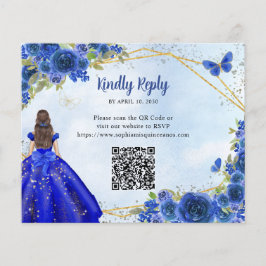 Budget Navy Blue Glam Gold Floral Princess QR UAWG