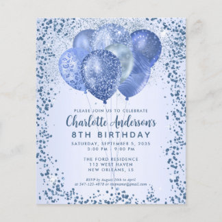 Budget Navy Blue Glitzer Balloon Kindergeburtstag