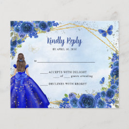 Budget Navy Blue Gold Glitzer Floral Princess UAWG