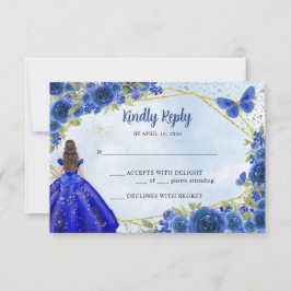 Budget Navy Blue Gold Glitzer Floral Princess UAWG Mitteilungskarte