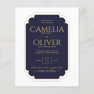 BUDGET Navy Blue Gold MONOCHROME Hochzeitspapier Flyer