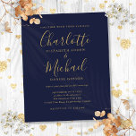 Budget Navy Blue Gold Script Einladung<br><div class="desc">Diese elegante,  preisgünstige Hochzeitseinladung in Blau und Gold kann mit Ihren Informationen in schicken Schriften personalisiert werden. Entwickelt von Thisisnotme©</div>