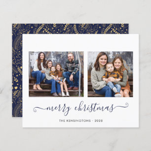 BUDGET Navy Blue Gold Script Frohe Weihnachten