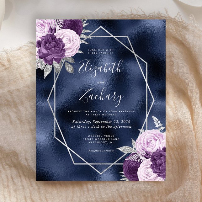 Budget Navy Blue Lilac Silver Floral Wedding (Von Creator hochgeladen)
