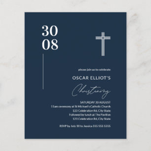 Budget Navy Blue Minimalistisch Boy Christening Ei