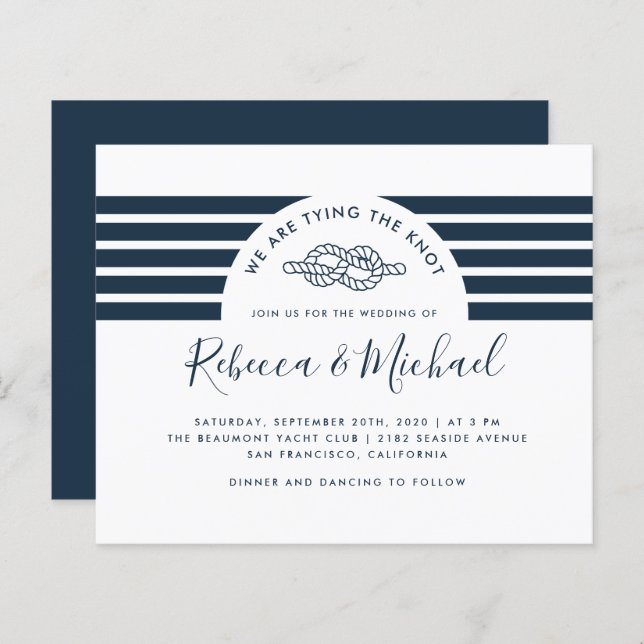 Budget Navy Blue Nautical Bying The Knot Wedding (Vorne/Hinten)