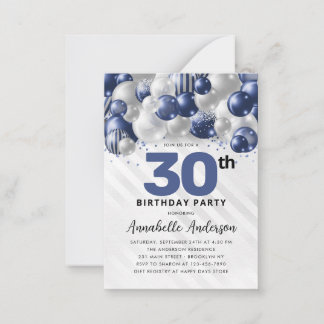 Budget Navy Blue Silver Ballon Glitzer Geburtstag Mitteilungskarte