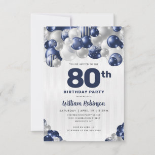 Budget Navy Blue Silver Glitzer Balloon Geburtstag Mitteilungskarte