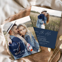 Budget Navy Blue Typografy Save the Date Foto