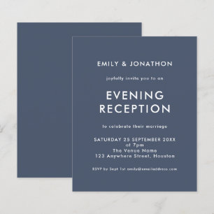 Budget Navy Blue Wedding Abend Empfang laden ein