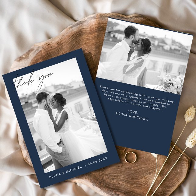 Budget Navy Blue Wedding Danke Karten (Von Creator hochgeladen)