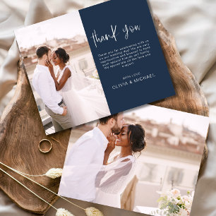 Budget Navy Blue Wedding Foto Vielen Dank Karten