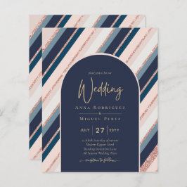 BUDGET Navy Blush Pink Rose Gold Hochzeit INVITE