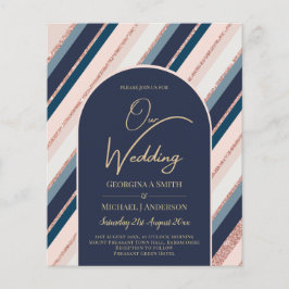 BUDGET Navy Blush Pink Rose Gold Hochzeit INVITE Flyer