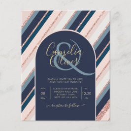BUDGET Navy Blush Pink Rose Gold Hochzeit INVITE Flyer