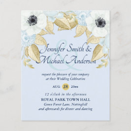 Budget Navy Bue White Anemone Hochzeitseinladungen