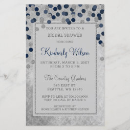 Budget Navy Confetti Bridal Dusche Einladung