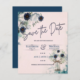 Budget Navy Dusty Blue Floral Rustic Hochzeit