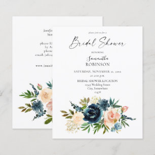 Budget Navy, Dusty Blue, Pink Floral Brautparty