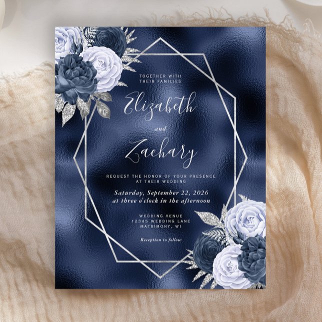 Budget Navy Dusty Blue Silver Floral Wedding (Von Creator hochgeladen)