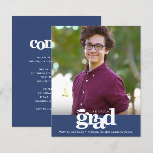 Budget Navy Foto Abschluss Bold Cap Einladung