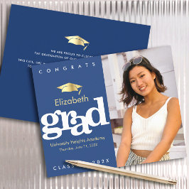 Budget Navy Foto Abschluss Gold Cap Einladung