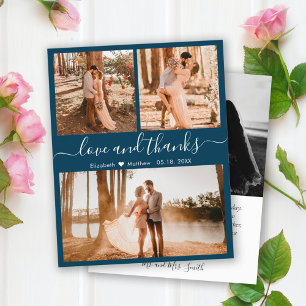 Budget Navy Foto Collage Hochzeit Danke Karte