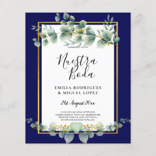 BUDGET NAVY GOLD Eucalyptus Wedding Einladung QR C Flyer