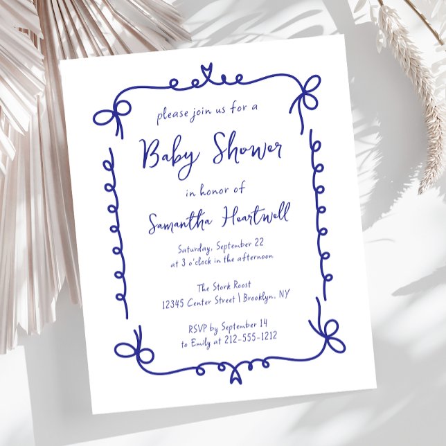 Budget Navy Handgeschriebener Boy Baby Shower Einl (Von Creator hochgeladen)