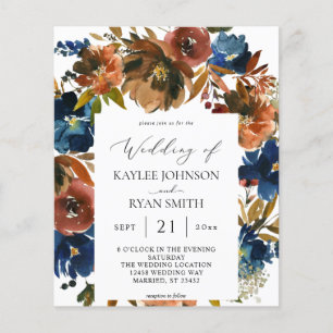 Budget Navy, Orange & Brown Floral 2 Hochzeitspapi