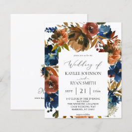 Budget Navy, Orange & Brown Floral 2 Hochzeitspapi