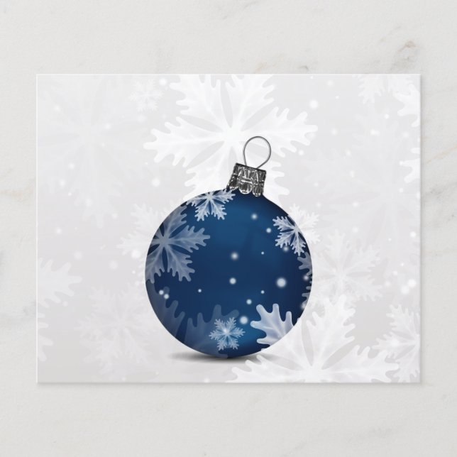 Budget Navy Ornament Snow Scene Holiday Card (Vorderseite)