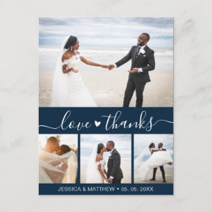 Budget Navy Script Pic Hochzeit Danke Postkarte