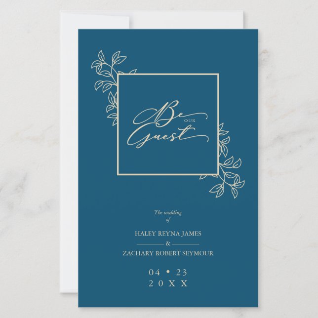 Budget Navy Trendy Modern Branches Gold Photo (Vorderseite)