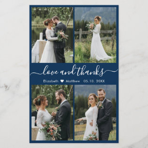 Budget Navy White Collage Hochzeit Danke Flyer