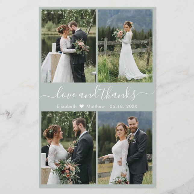 Budget Navy White Collage Hochzeit Danke Flyer (Vorne)