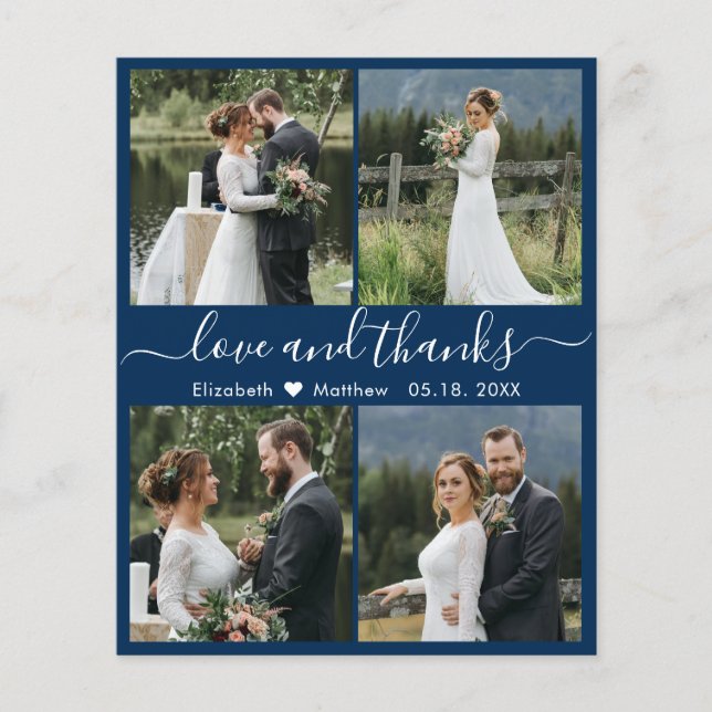 Budget Navy White Foto Collage Hochzeit Vielen Dan (Vorderseite)
