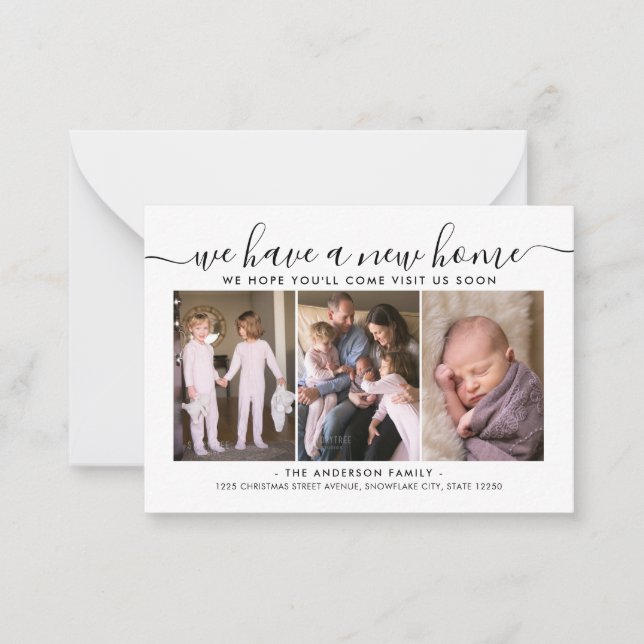 Budget Neue Zuhause-Adresse Moved 3 Foto Moving Ca Mitteilungskarte (Vorderseite)