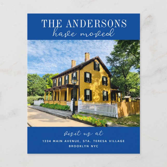 Budget Neue Zuhause Foto Moving Blue Ankündigung (Vorderseite)