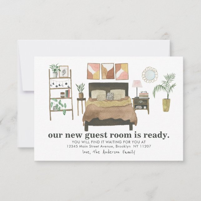 Budget Neues Gästezimmer Fertiges Schlafzimmer Mov Mitteilungskarte (Vorderseite)