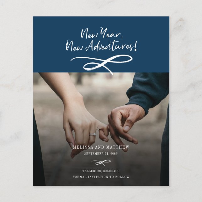 Budget Neujahr Neue Abenteuer Foto Save the Date (Vorderseite)