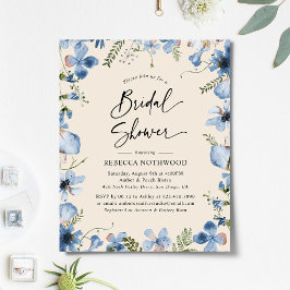 Budget Neutral Blue Boho Bridal Dusche Einladung