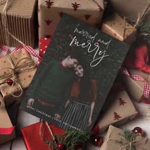 Budget Neuverheiratetes Foto Weihnachtsfeiertag Feiertagspostkarte