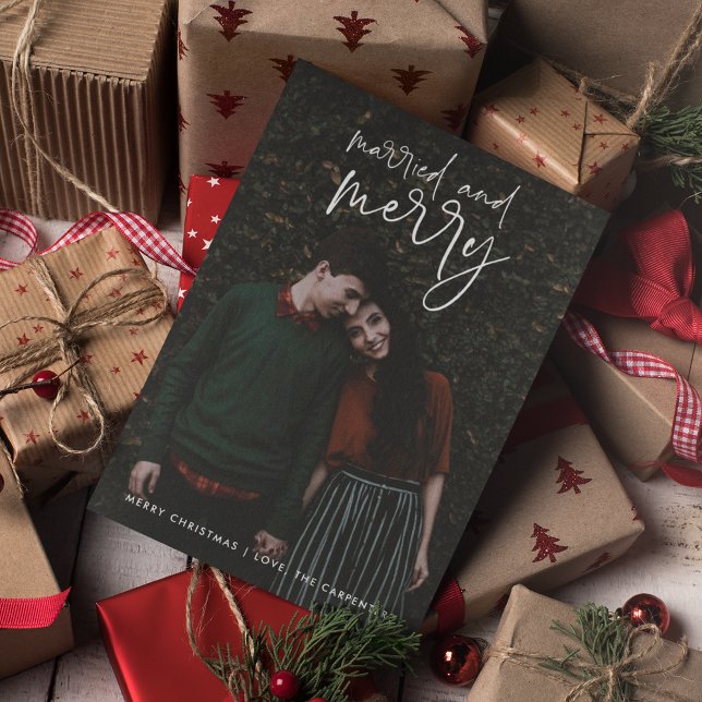 Budget Neuverheiratetes Foto Weihnachtsfeiertag Feiertagspostkarte (Von Creator hochgeladen)