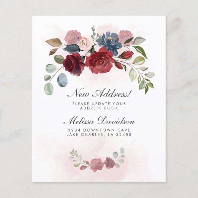 Budget New Address Floral Moving Ankündigung (Vorderseite)