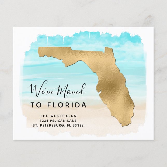 Budget New Address Florida Map Beach Moving Card (Vorderseite)