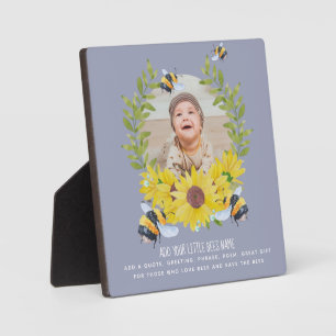 BUDGET New Baby FOTO gibt Sonnenblumen Bienen BLUE Fotoplatte