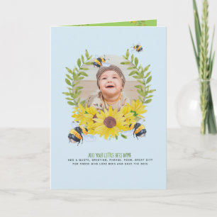 BUDGET New Baby FOTO gibt Sonnenblumen Bienen Karte