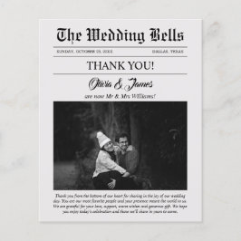 Budget Newspaper Wedding Foto Danke Karte