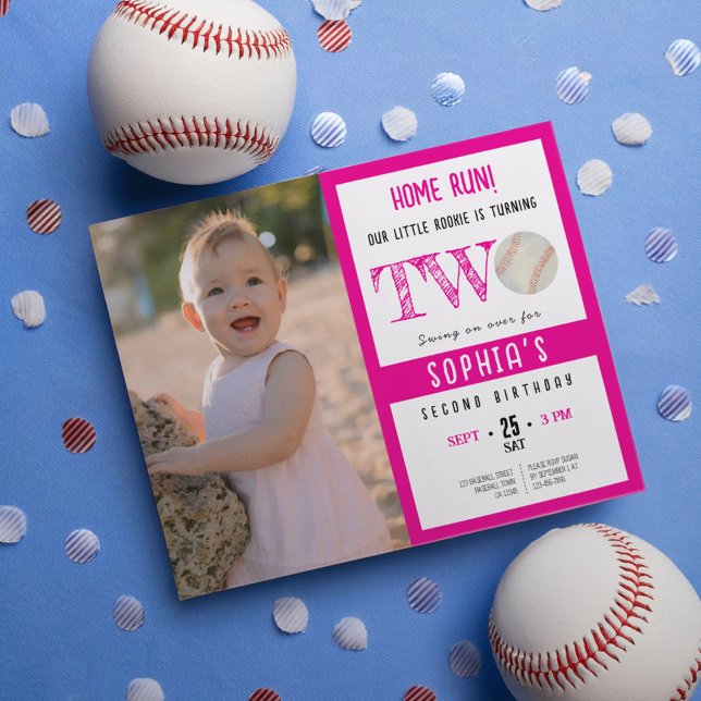 Budget Niedlich Baseball Foto Girl 2. Geburtstag (Von Creator hochgeladen)